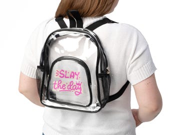 Clear Stadium Backpack: Floral Design, Water-Resistant PVC