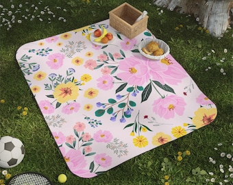 Picknickdeken met bloemen: waterdicht polyesterfleece voor buitenavonturen