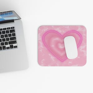 Pink Heart Mouse Pad | Cute Desk Accessory |  Gift for Her | Office Decor |  Themed Mouse Mat