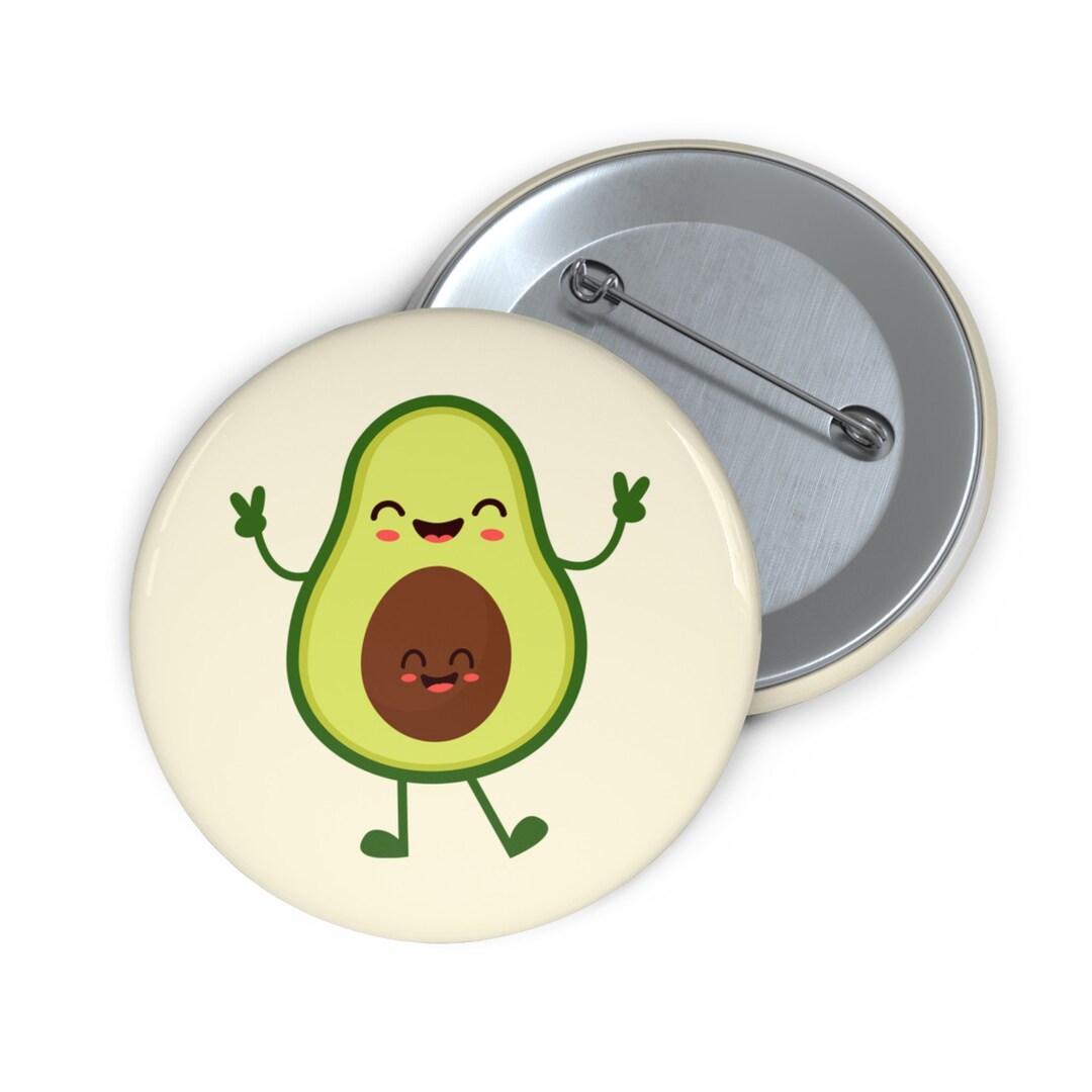 Happy Avocado Round Pin Design - Etsy
