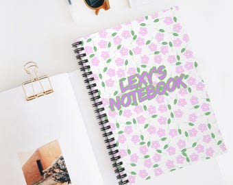 Cuaderno espiral floral: diario estudiantil personalizado, 15 x 20 cm