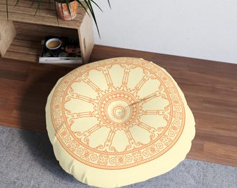 Bohemian Tufted Floor Pillow | Round Mandala Cushion for Meditation | Yoga | Boho Decor | Cozy Home