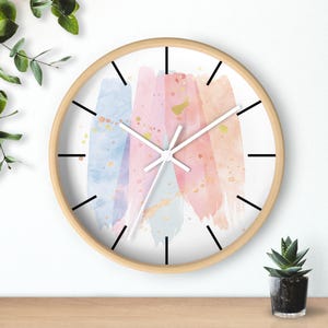 Chic Pastel Watercolor Wall Clock - Modern Decor | Timepiece for Home | Gift Idea for Birthdays | Housewarming, and Weddings