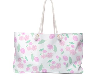 Floral Weekender Bag: Travel Tote, Beach & Gym Bag