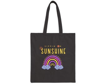 Sippin' Sunshine Cotton Canvas Tote Bag: Eco-Friendly Reusable Shopper