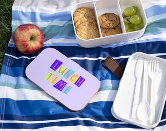 Colorful Bento Lunch Box: Reusable Food Container with Cutlery