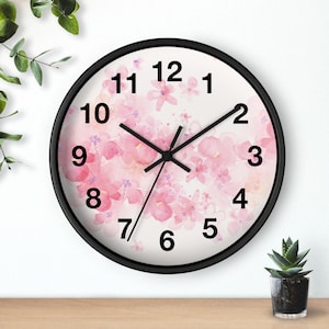 Floral Elegance Wall Clock | Watercolor Flower Decor| Home Office Wall Art | Gift for Her | Spring Decor | Pink Floral Clock