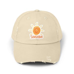 Sunny Vibes Unisex Distressed Cap | Casual Fashion | Summer Accessories | Gift for Sunshine Lovers | Trendy Hat | Outdoor Style