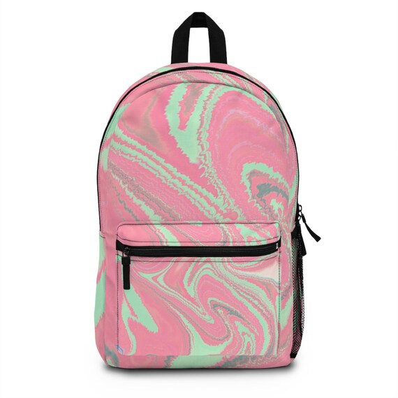Waterproof Casual Backpack: Pink Swirl Travel Daypack - Etsy display picture 1