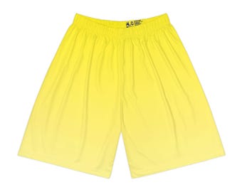 Bright Yellow Men's Sports Shorts: 100% Polyester Athletic Wear