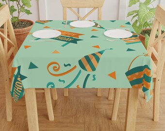 Birthday Party Tablecloth: Fun Celebration Decor, Polyester Table Cover