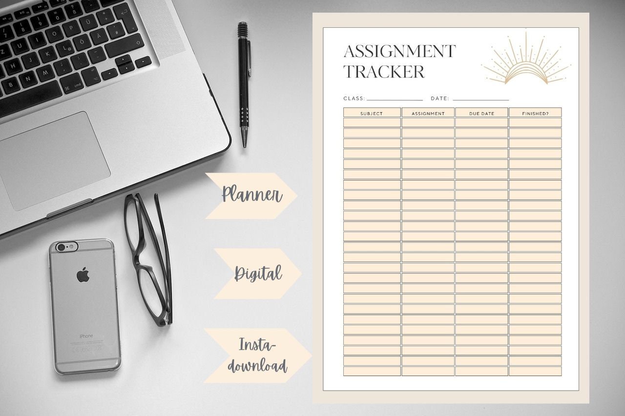 Assignment Tracker | Printable | Academic Planner | Student Planner ...