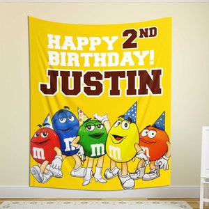 M and M Candy Family Birthday Backdrop/M and M Candy Birthday Banner/M and M Candy Backdrop/Custom M&M Candy Birthday Backdrop OGPC03