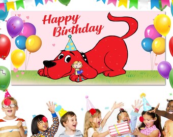 The Big Red Dog Backdrop, Clifford Birthday Banner, Custom Backdrop, Kids Birthday Decor, Custom Birthday Backdrop SJ1C38