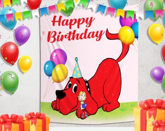 The Big Red Dog Backdrop, Clifford Birthday Banner, Custom Backdrop, Kids Birthday Decor, Custom Birthday Backdrop SJ1C38