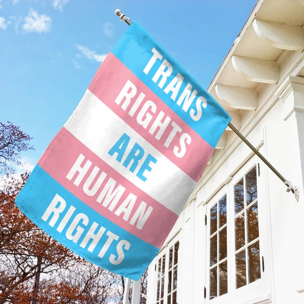 Trans Rights Human Garden Flag Support Pride Rainbow Love LGBT Gay Bisexual Pansexual Transgender Banner Small Yard Gift Double-Sided KBV505