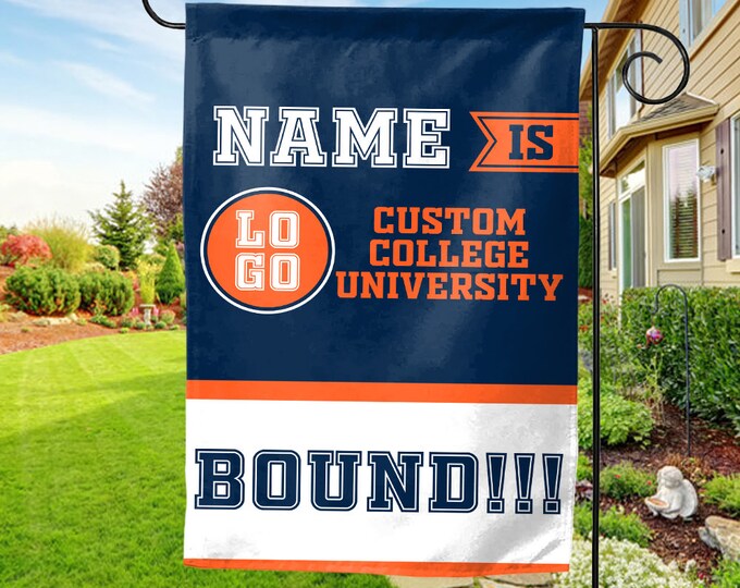 Personalized College Bound Garden Flag, College Logo Flag, Custom Graduate College University Bound Flag UMXY33