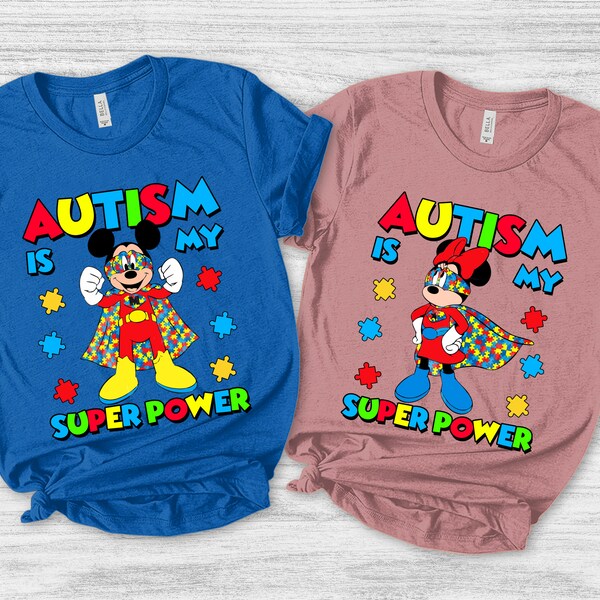 Mickey Minnie Autism Shirt, Gift For Autism, Autistic Pride Shirt, Autism Is My Super Power Shirt, Autism Awareness Shirt SKTH13