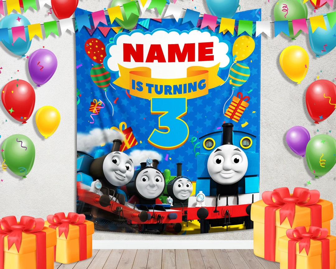 Thomas and Friends Birthday Backdrop, Thomas Train Birthday Banner