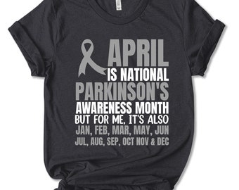 Parkinsons Awareness Shirt, Silver Ribbon Parkinson's Disease Shirt, Parkinsons Awareness Month Tee, Parkinsons Warrior Shirt SKUJ56