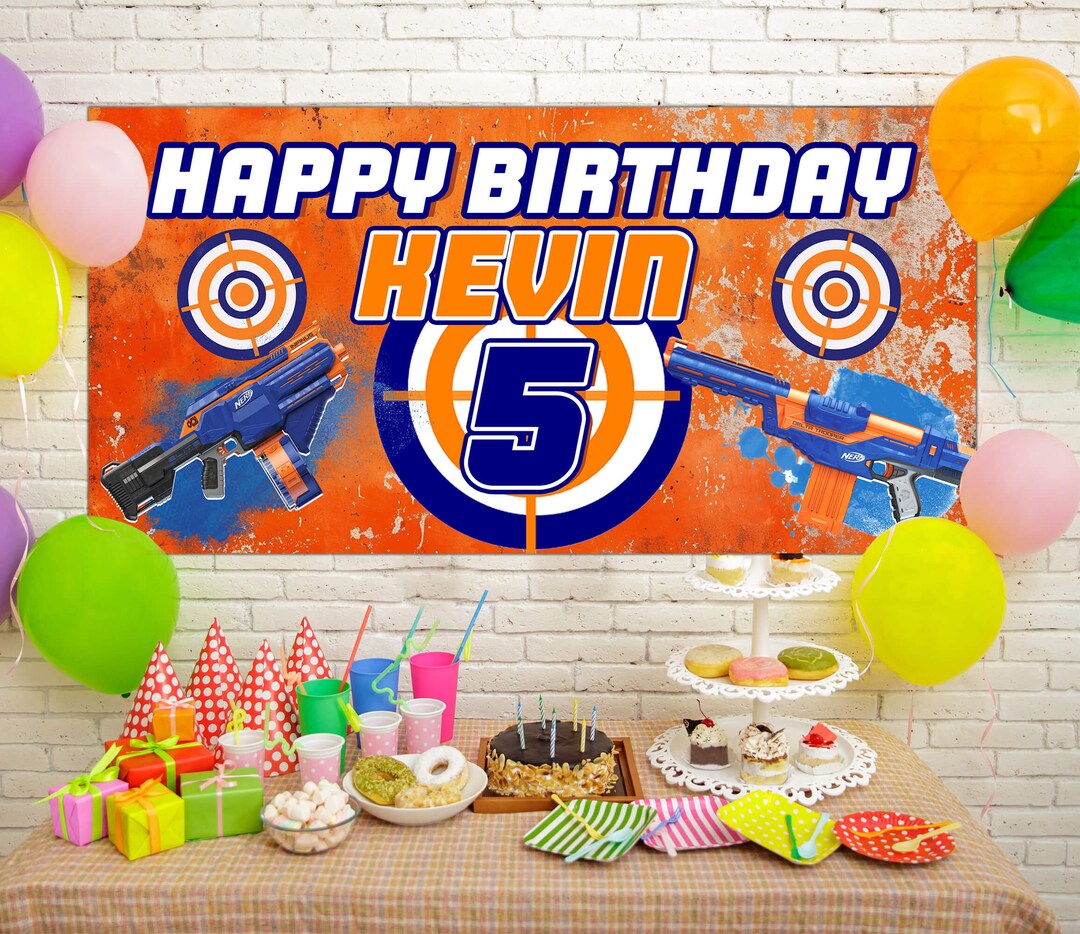 Dart Gun Birthday Vinyl Banner, Nerf Birthday Banner, Nerf Gun Party ...