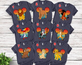 LION KING MATCHING Viantge Shirts, Animal Kingdom Shirts, Lion King Character Inspired Shirts, Pumba Simba Nala Rafiki E-12042311