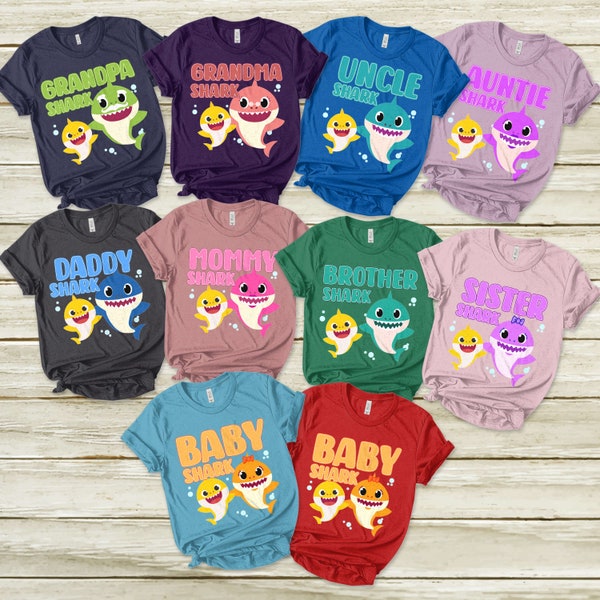 Family Shark Shirt, Daddy Shark Doo Doo Doo Shirt,Custom Name Shirt for Family,Daddy & Mommy,Brother Sister Baby Matching Shirt E-25082103
