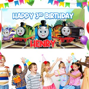 Thomas and Friends Birthday Backdrop Banner, Personalized Thomas The Tank Party Backdrop, Thomas the Train Decorations E1PE26