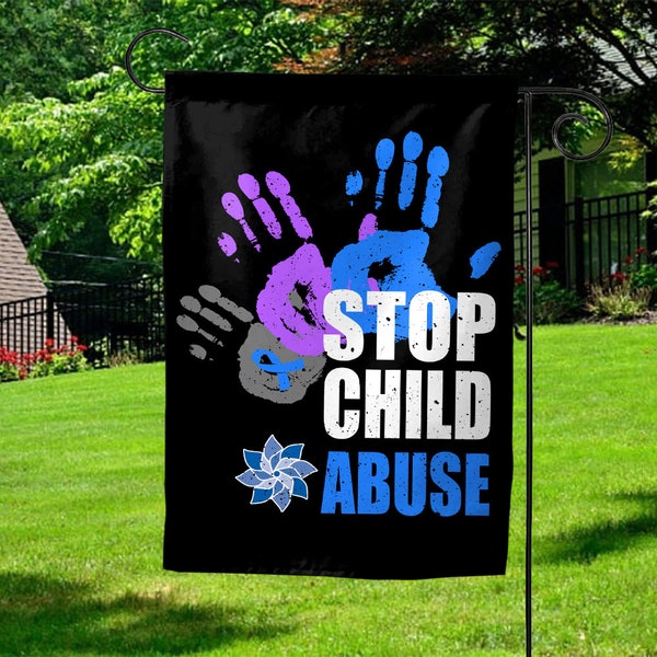 Child Abuse Garden flag, DOUBLE-SIDED Stop The Abuse Awareness Yard Sign, I'm Their Voice, Social Worker Gift, Every Child Matters KCMO31