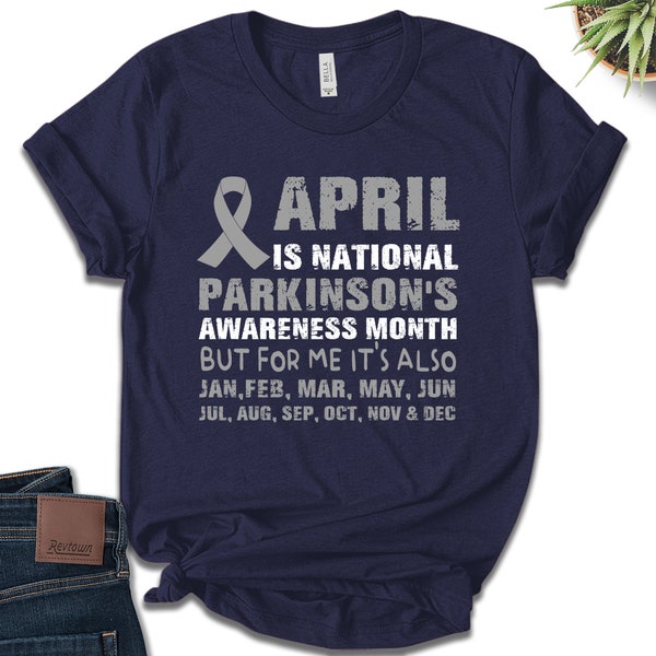 Parkinsons Awareness Shirt,Silver Ribbon Shirt,Parkinson's Disease Shirt,Parkinsons Awareness Month Tee,Parkinsons Warrior Shirt E2GZ07