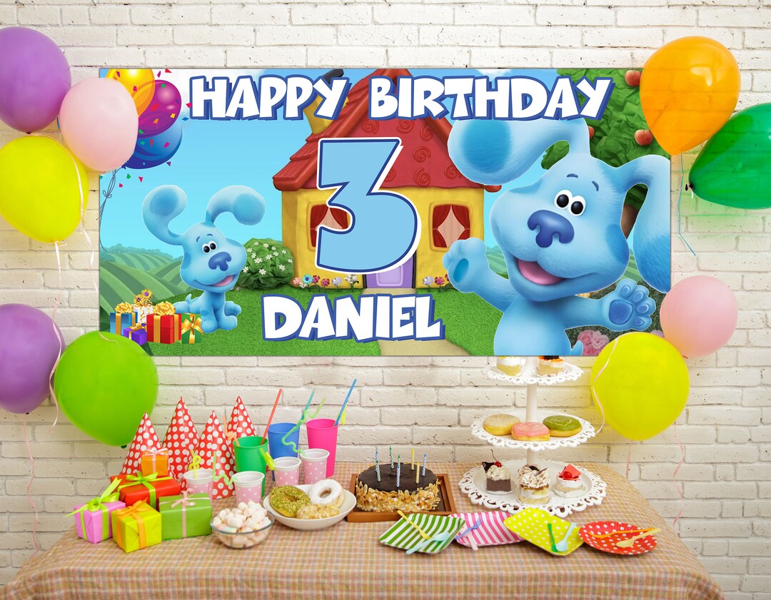 Blue Clues Family Birthday Backdrop/blue Clues Birthday Banner/blue ...