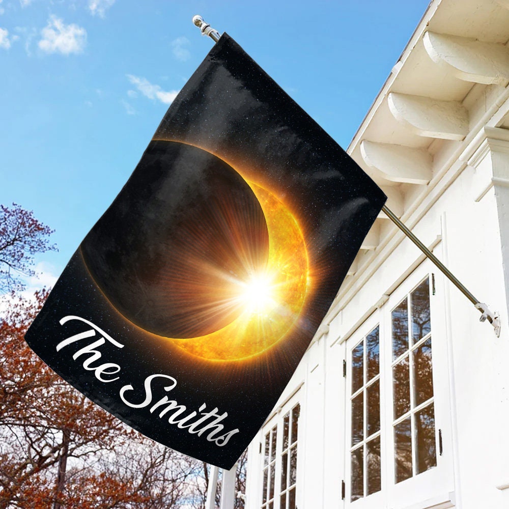 Discover Personalized Total Solar Eclipse Totality April 8 2024 House Flag