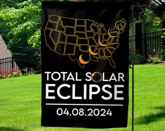 Total Solar Eclipse 2024 Garden Flag, Double Sided, April 8th Path Of Totality Sign Banner Poster, 100% DELIVERED by 8 Apr, KCLE43