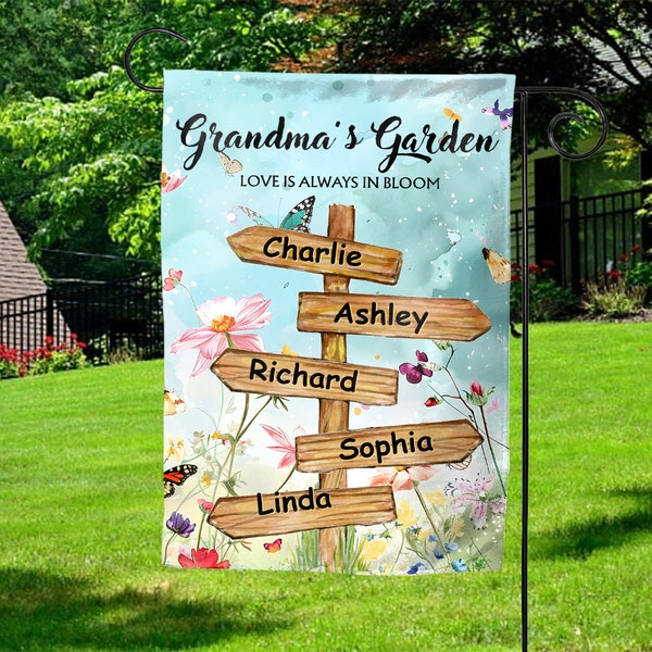 Personalized Grandparent's Garden Flag, Garden Flag for Grandma & Grandpa, Grandkid Garden Flag, Spring Flag, Gift for Grandparent E2HW11