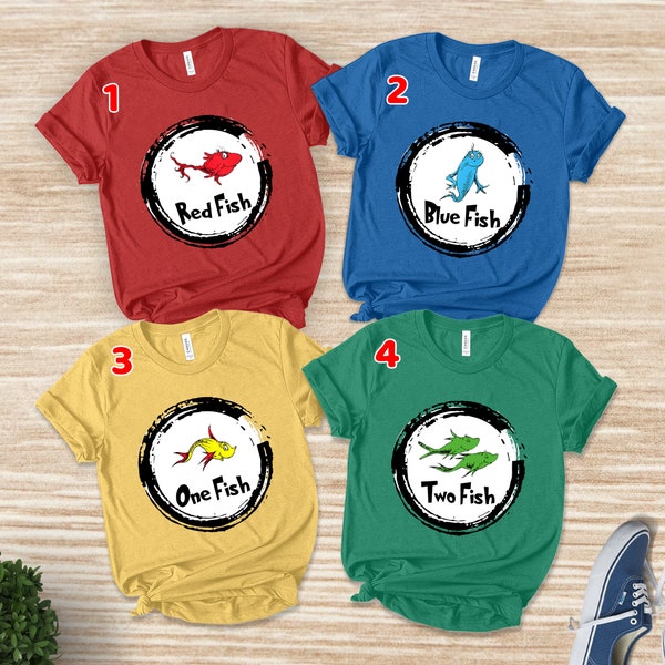 One Fish Two Fish, Red fish blue fish shirt, Teacher Shirts, Daycare Teacher Costumes, Group Party Outfits, Matching Party UL1K14