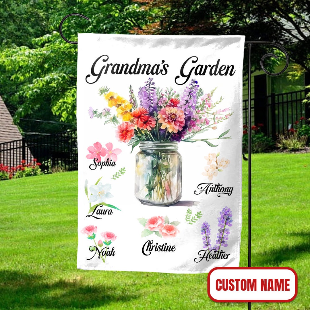 Personalized Grandma Garden Metal Sign -  Gift Idea For Grandma/Mother's Day - Up to 7 Kids - Plant Smiles Grow Giggles Harvest Love main image 0