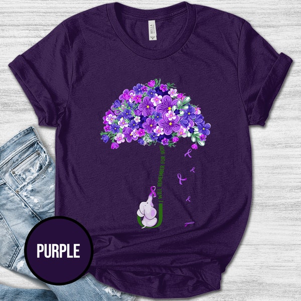 Alzheimers Flower Shirt/Family Support Shirt/Alzheimer Gifts For Her/Awareness Month Shirt/I Will Remember For You/Purple Ribbon Tee OGRP06