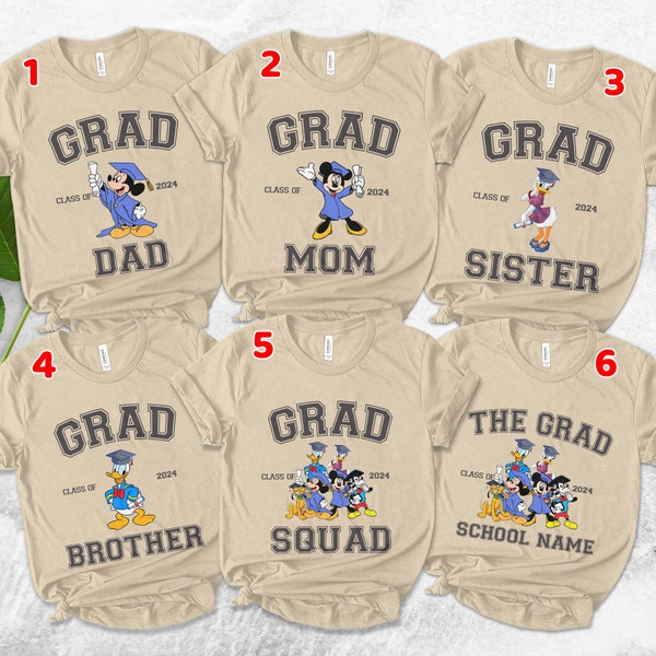 Personalized Disney Graduation Family shirts, Mickey & Friends Disney Graduation 2024 Disney Grad Squad, Gift for Graduate Seniors UMWR08