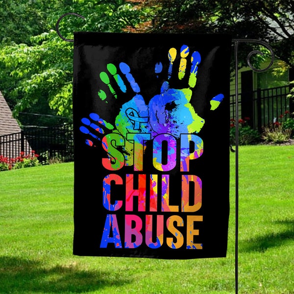 Child Abuse Garden flag, DOUBLE-SIDED Stop The Abuse Awareness Yard Sign, I'm Their Voice, Social Worker Gift, Every Child Matters KCMO34