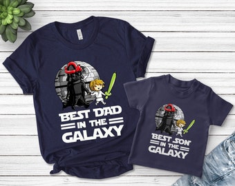 Custom Dad Star wars Shirt, Best Son Best Daughter tshirt, Best Dad In The Galaxy Shirt with Son and Daughter, Father's Day Gift K-20052321