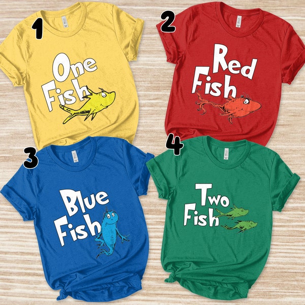 One Fish Two Fish, Red fish blue fish shirt, Teacher Shirts, Daycare Teacher Costumes, Group Party Outfits, Matching Party UL2S06