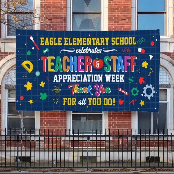 Teacher Appreciation Week Banner, Personalized Teachers And Staff Appreciation Thank You, Custom School Banner Backdrop Decor SKVG01