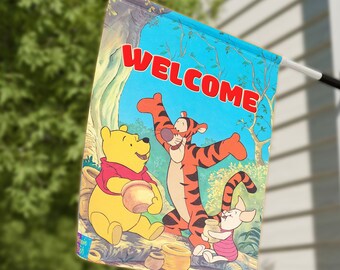 Disney Winnie the Pooh Summer Home and Garden Flag, Flags for the Garden, Outdoor House Flags E1KV27