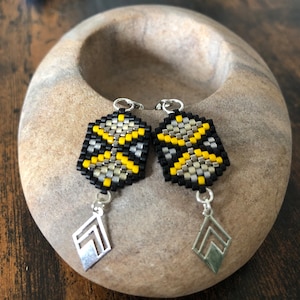 Hand-woven Miyuki delicas pearl earrings