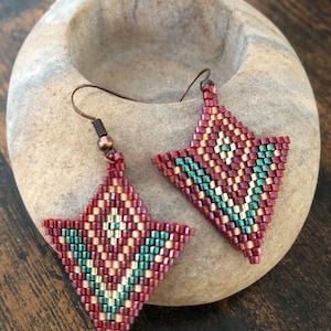 Hand-woven Miyuki delicas pearl earrings