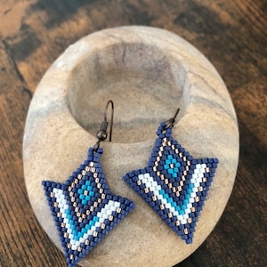 Hand-woven Miyuki delicas pearl earrings