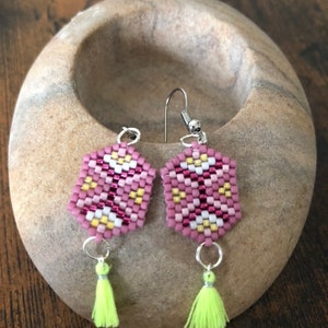 Hand-woven Miyuki delicas pearl earrings