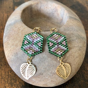 Hand-woven Miyuki delicas pearl earrings