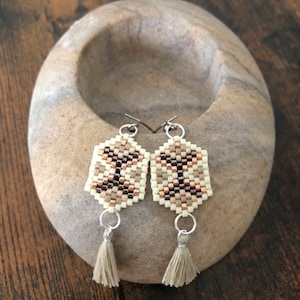 Hand-woven Miyuki delicas pearl earrings