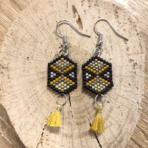 Hand-woven Miyuki delicas pearl earrings